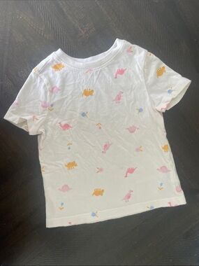 Old Navy White Short Sleeve Tee with Dino and Flower Print